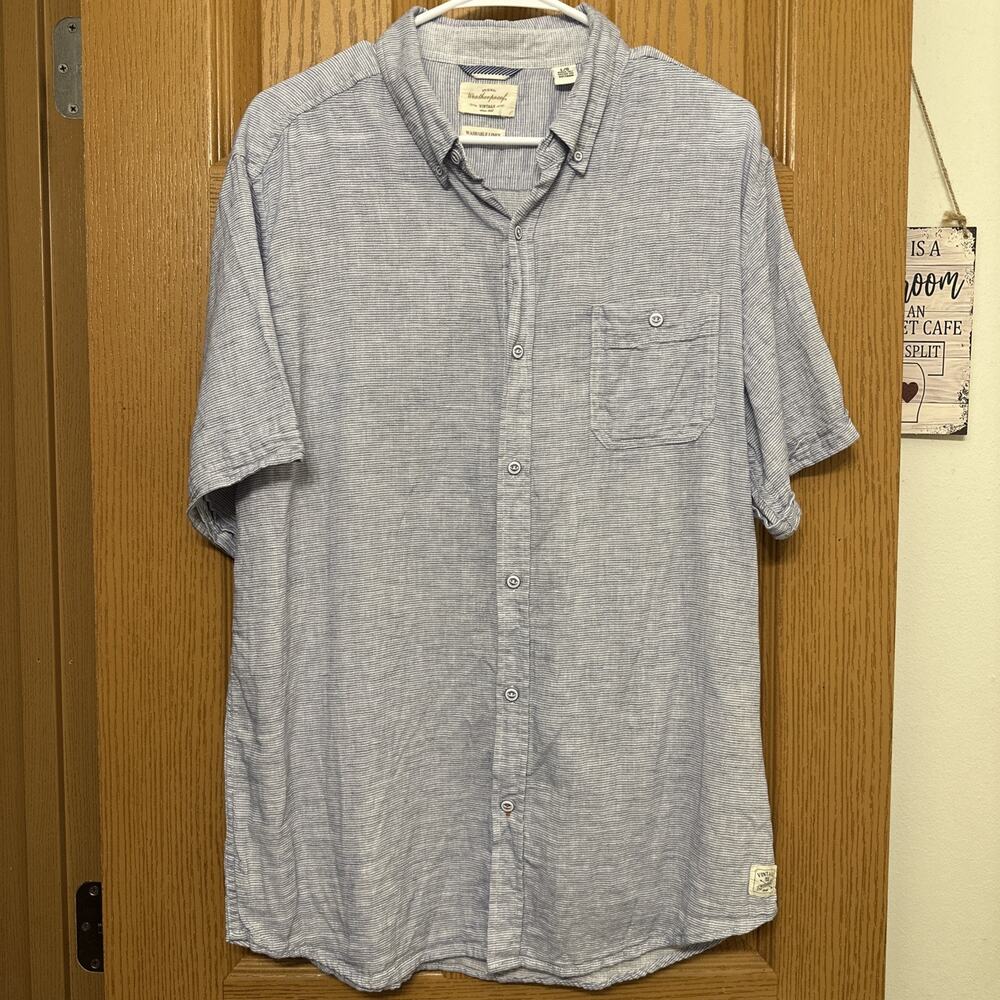 Weatherproof Vintage Button Up Mens Large Linen Cotton Comfort Casual